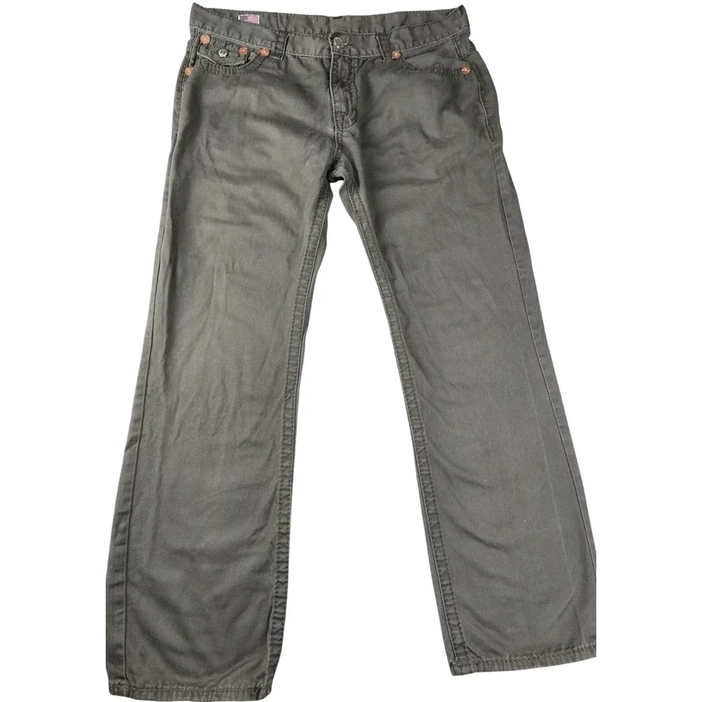 True Religion Johnny Super T Jeans Olive Green Size 40 Y2K Flap Pocket